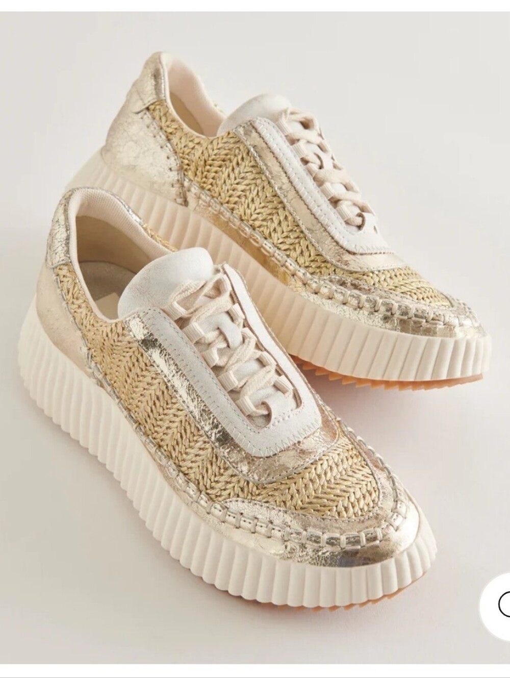 Woven Metallic Gold & Silver Dolen Platform Lace-Up Sneakers DV Dolce Vita 8.5